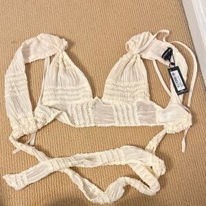 Elegant Cream Women's Tie Top